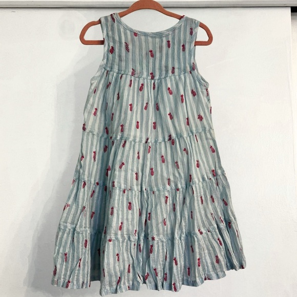 Hatley Girls Chambray Stripe & Pink Pineapple Tassel Tiered Dress, 4 - Picture 5 of 6